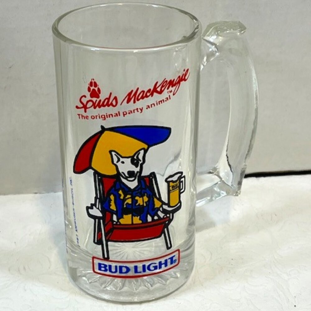 VTG 1987 Spuds Mackenzie The Original Party Animal 5.8" Glass Beer Mug 12 oz